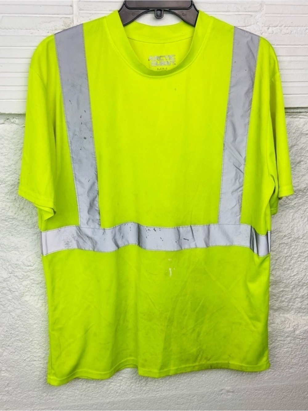 High-Visibility Safety T-Shirt - Lime/Neon Yellow with Reflective Stripes SZ M